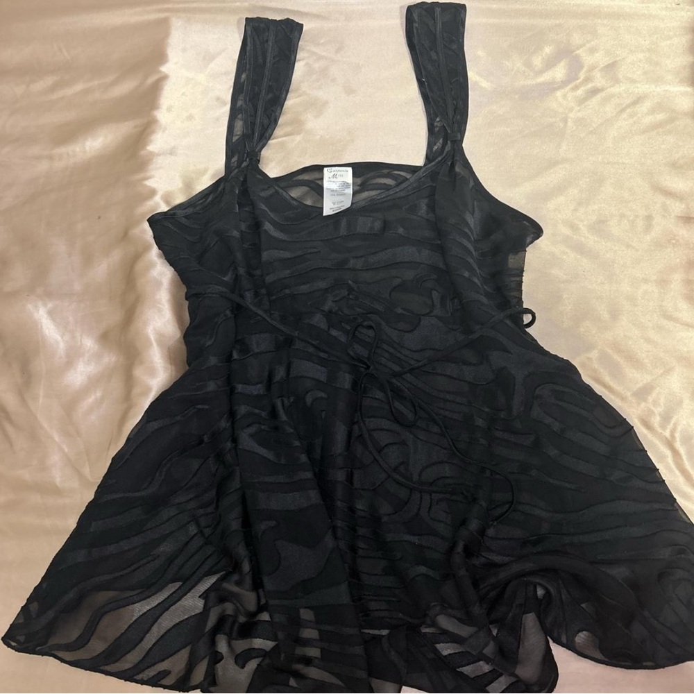 Black Babydoll Mesh Tie-up top with Cheetah Stripes